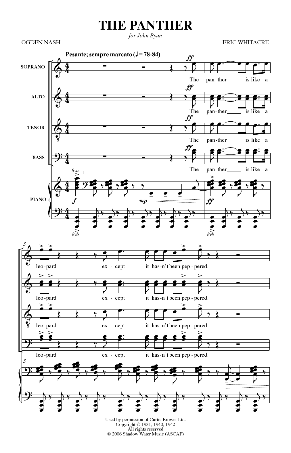 Eric Whitacre Animal Crackers, Vol. 1 sheet music notes and chords arranged for SATB Choir