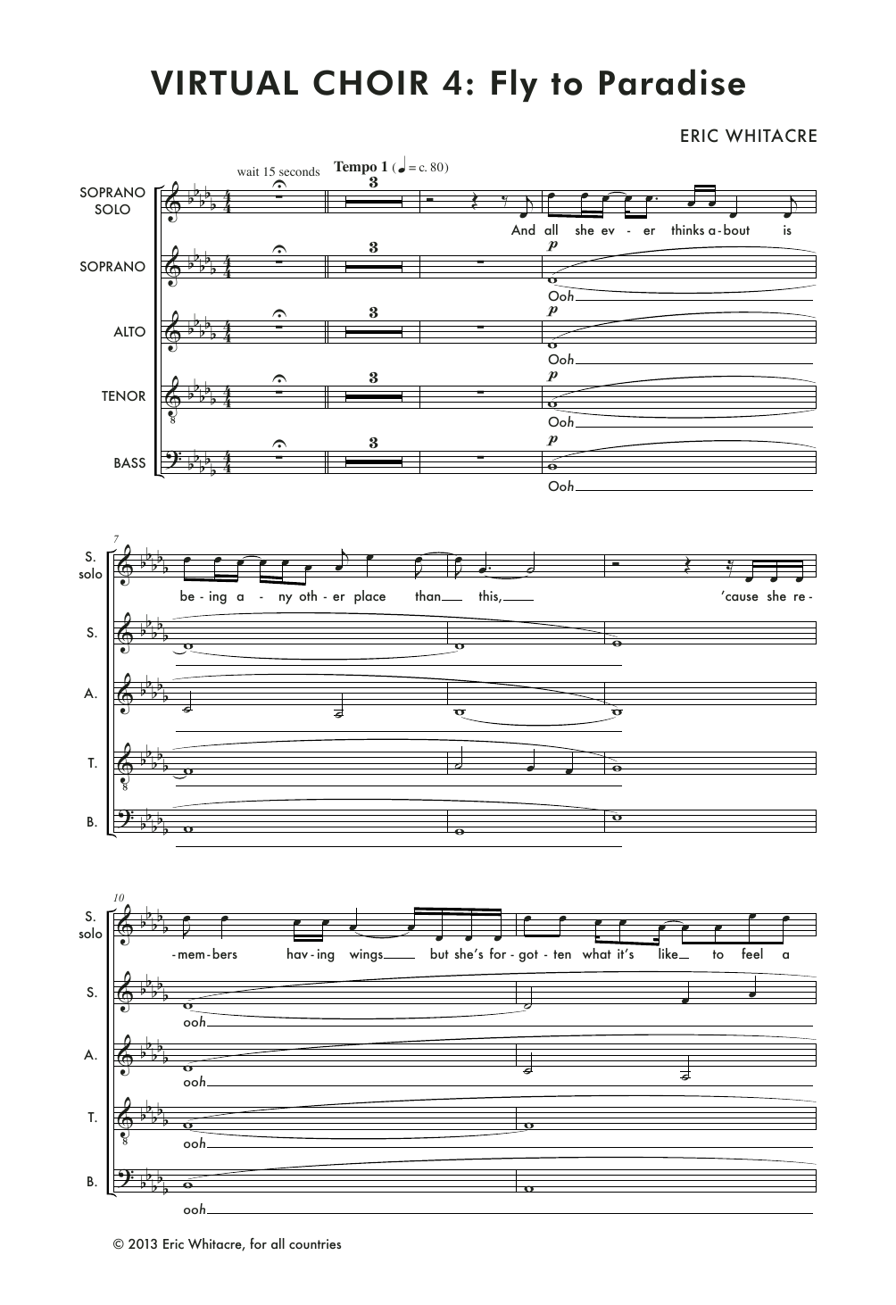 Eric Whitacre Fly To Paradise sheet music notes and chords arranged for SATB Choir