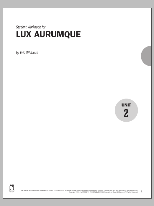 Eric Whitacre Guides to Band Masterworks, Vol. 4 - Student Workbook - Lux Aurumque sheet music notes and chords arranged for Instrumental Method