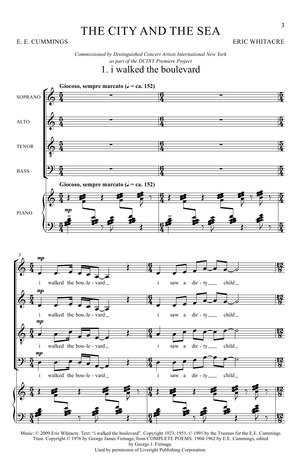 Eric Whitacre The City and the Sea sheet music notes and chords arranged for SATB Choir