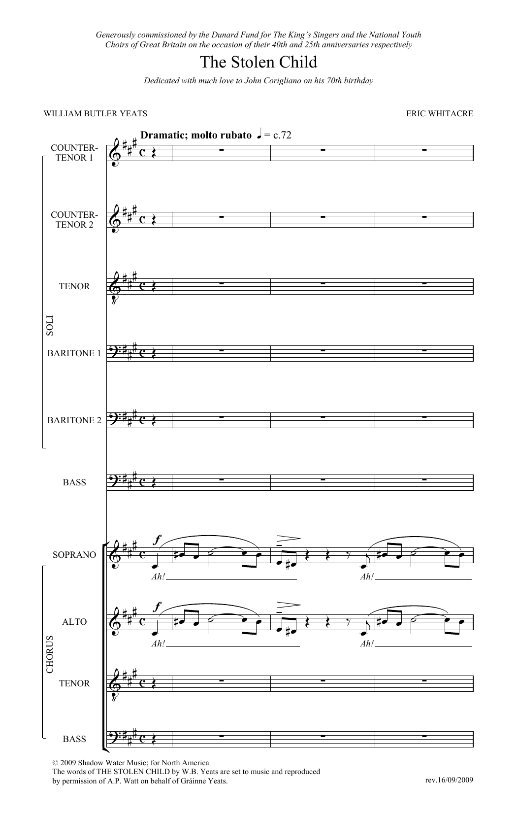 Eric Whitacre The Stolen Child sheet music notes and chords arranged for SATB Choir