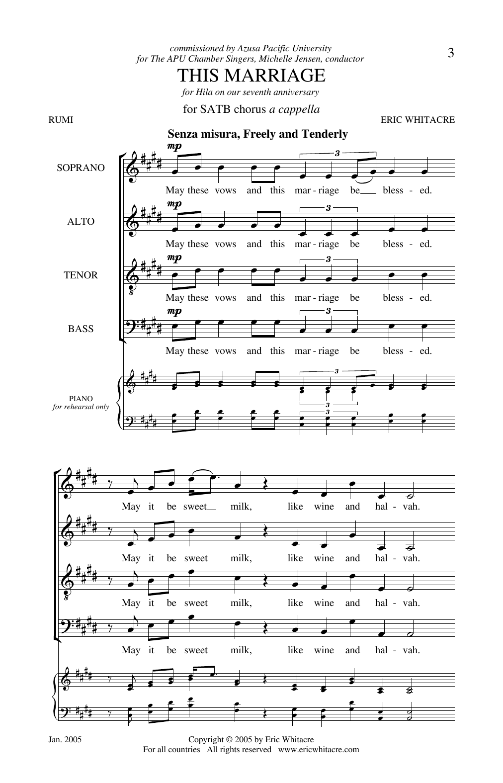 Eric Whitacre This Marriage sheet music notes and chords arranged for SATB Choir