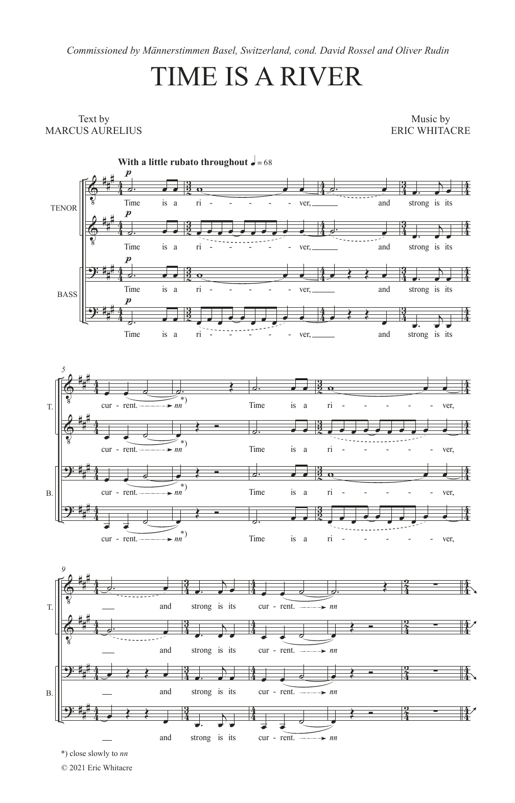 Eric Whitacre Time Is A River sheet music notes and chords arranged for Choir