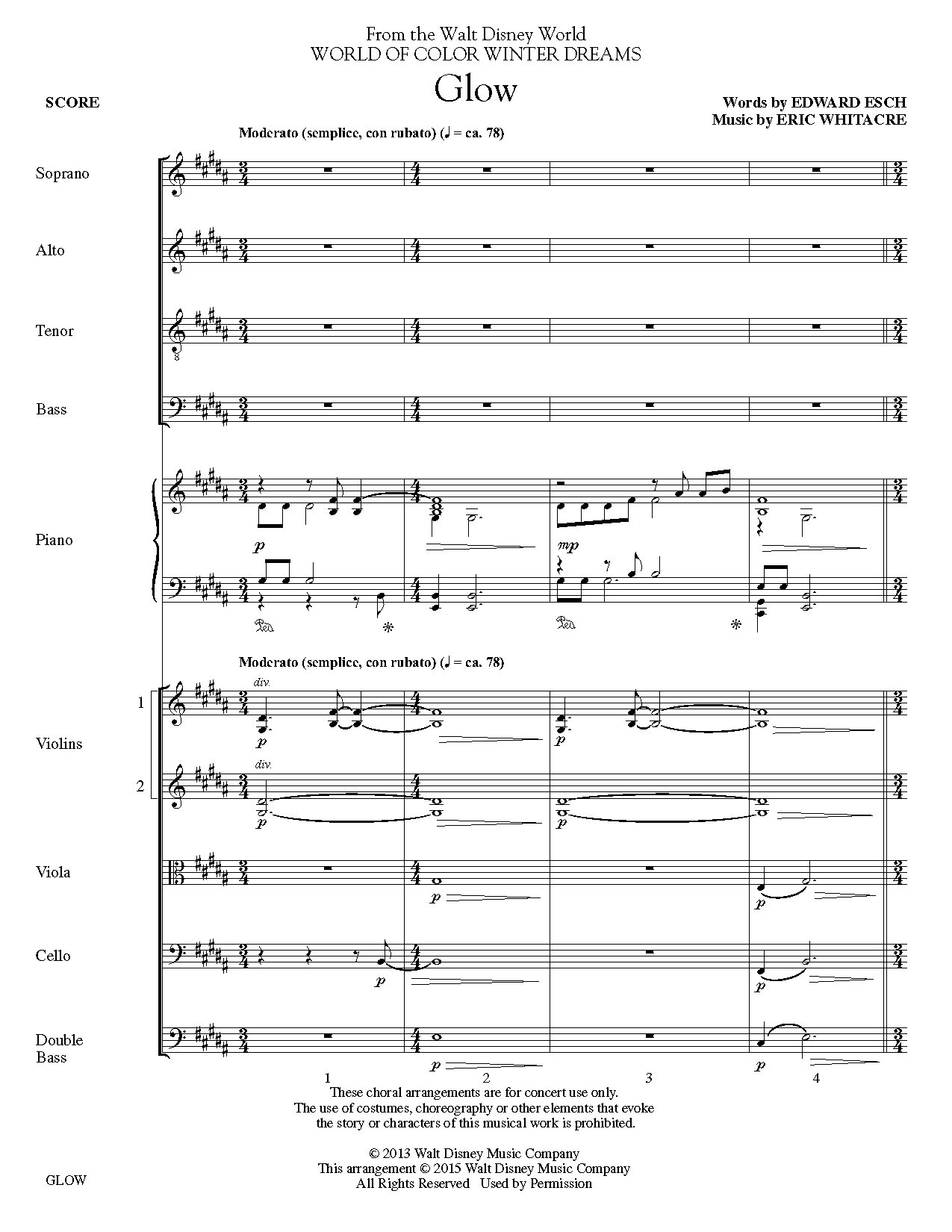 Eric Whitacre Glow - Full Score sheet music notes and chords arranged for Choir Instrumental Pak