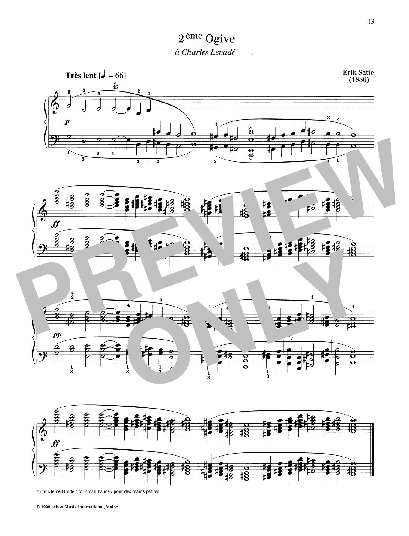 Erik Satie 2ème Ogive sheet music notes and chords arranged for Piano Solo