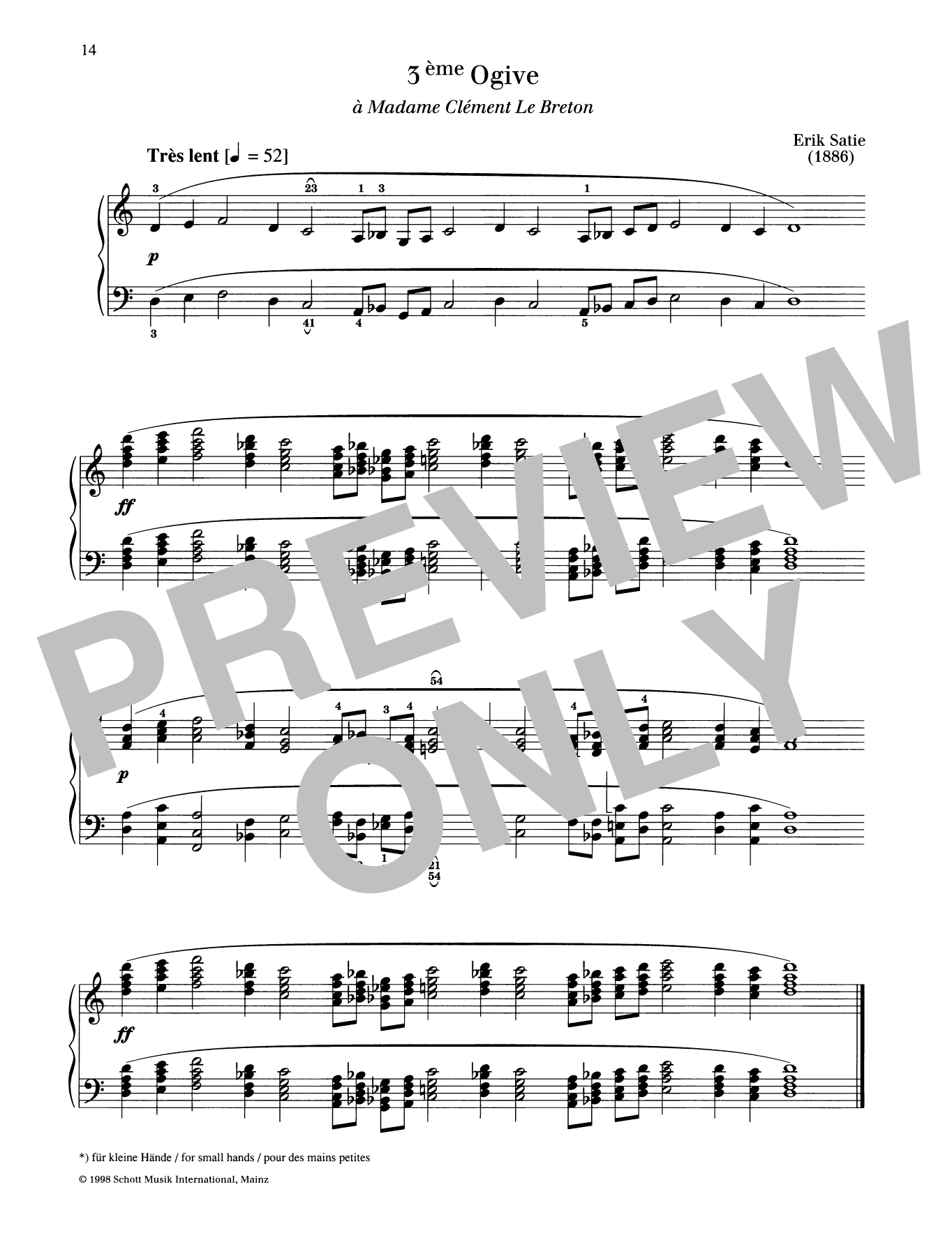 Erik Satie 3ème Ogive sheet music notes and chords arranged for Piano Solo