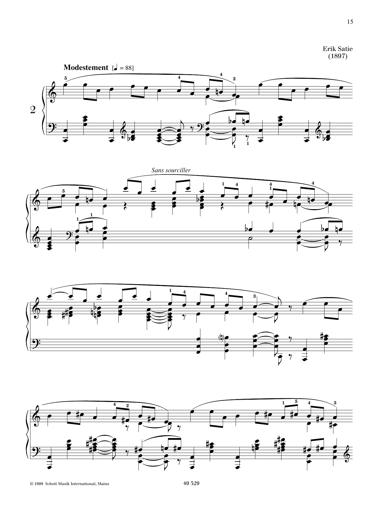 Erik Satie Air à faire fuir No. 2 sheet music notes and chords arranged for Piano Solo