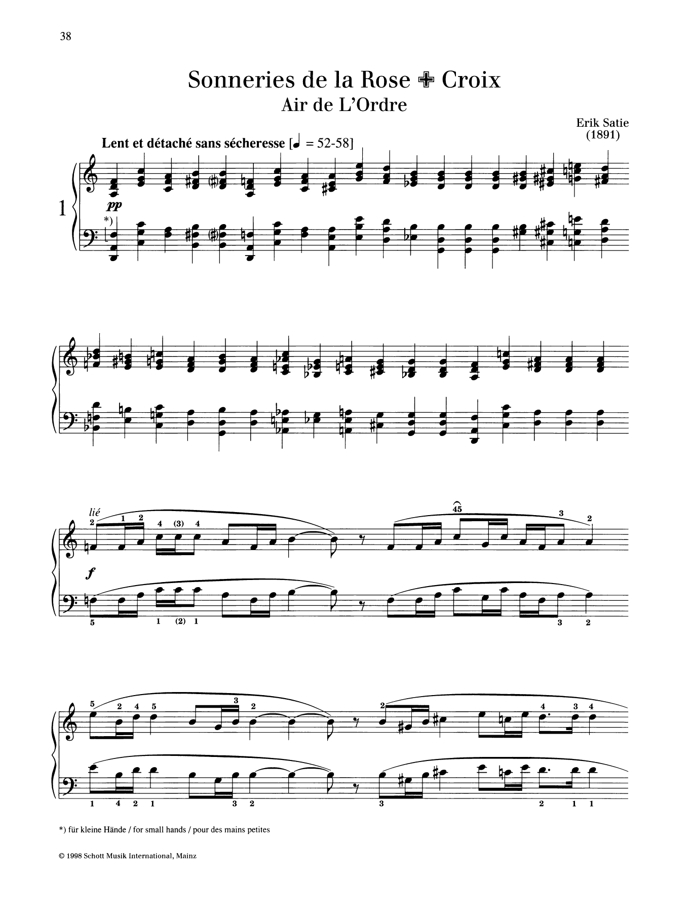 Erik Satie Air de L'Ordre sheet music notes and chords arranged for Piano Solo