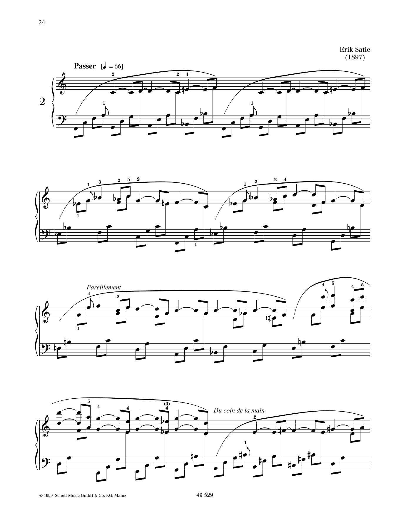 Erik Satie Danse De Travers No. 2 sheet music notes and chords arranged for Piano Solo