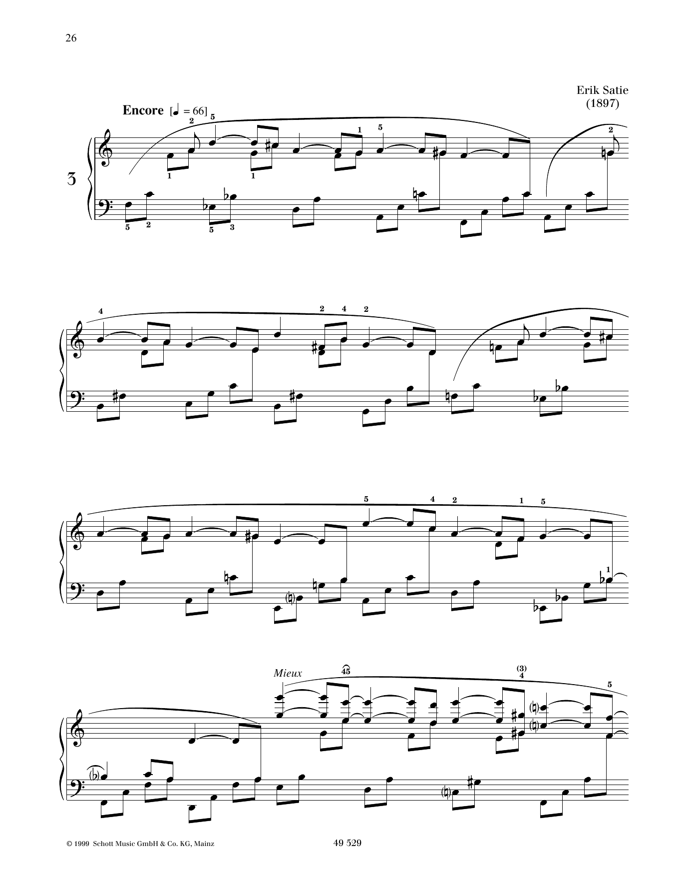 Erik Satie Danse de travers No. 3 sheet music notes and chords arranged for Piano Solo