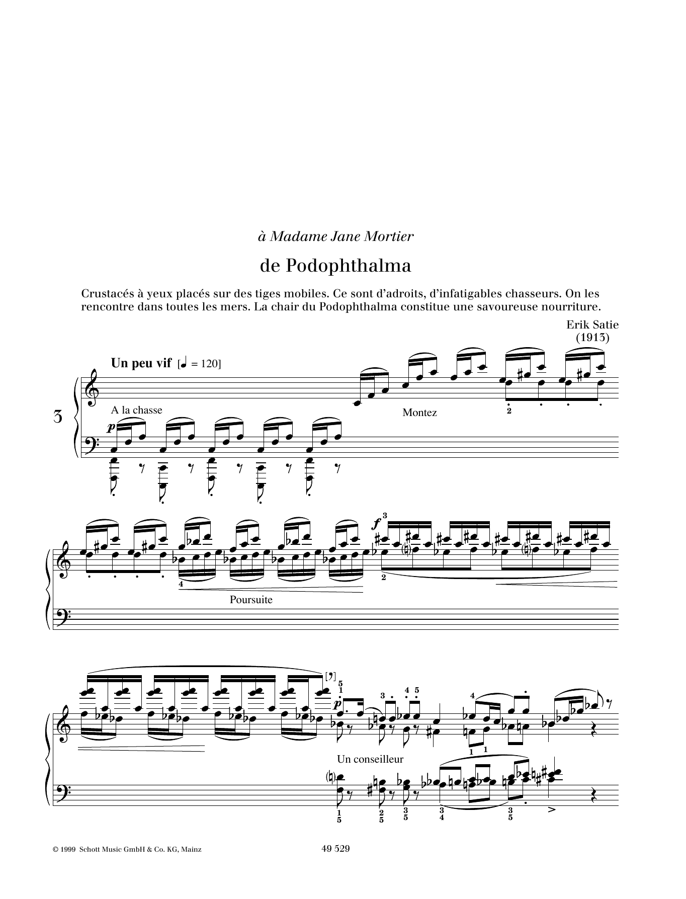 Erik Satie de Podophthalma sheet music notes and chords arranged for Piano Solo