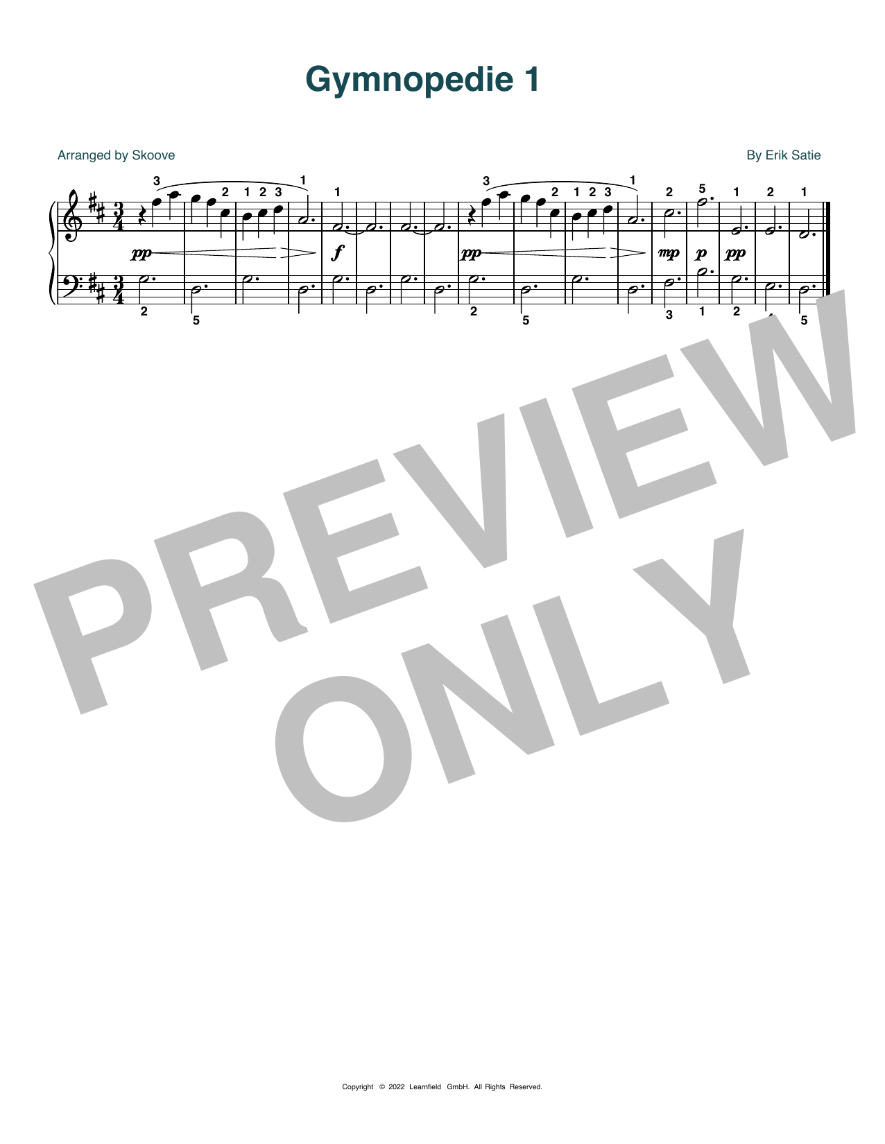 Erik Satie Gymnopedie No. 1 (arr. Skoove) sheet music notes and chords arranged for Beginner Piano (Abridged)