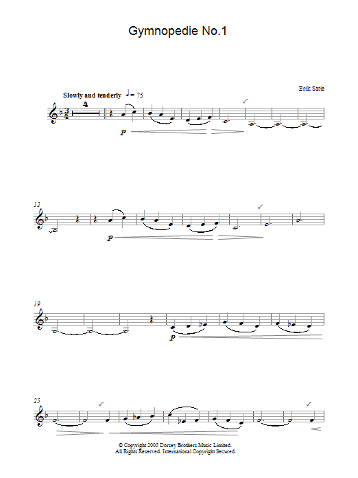 Erik Satie Gymnopédie No. 1 sheet music notes and chords arranged for Woodwind Solo