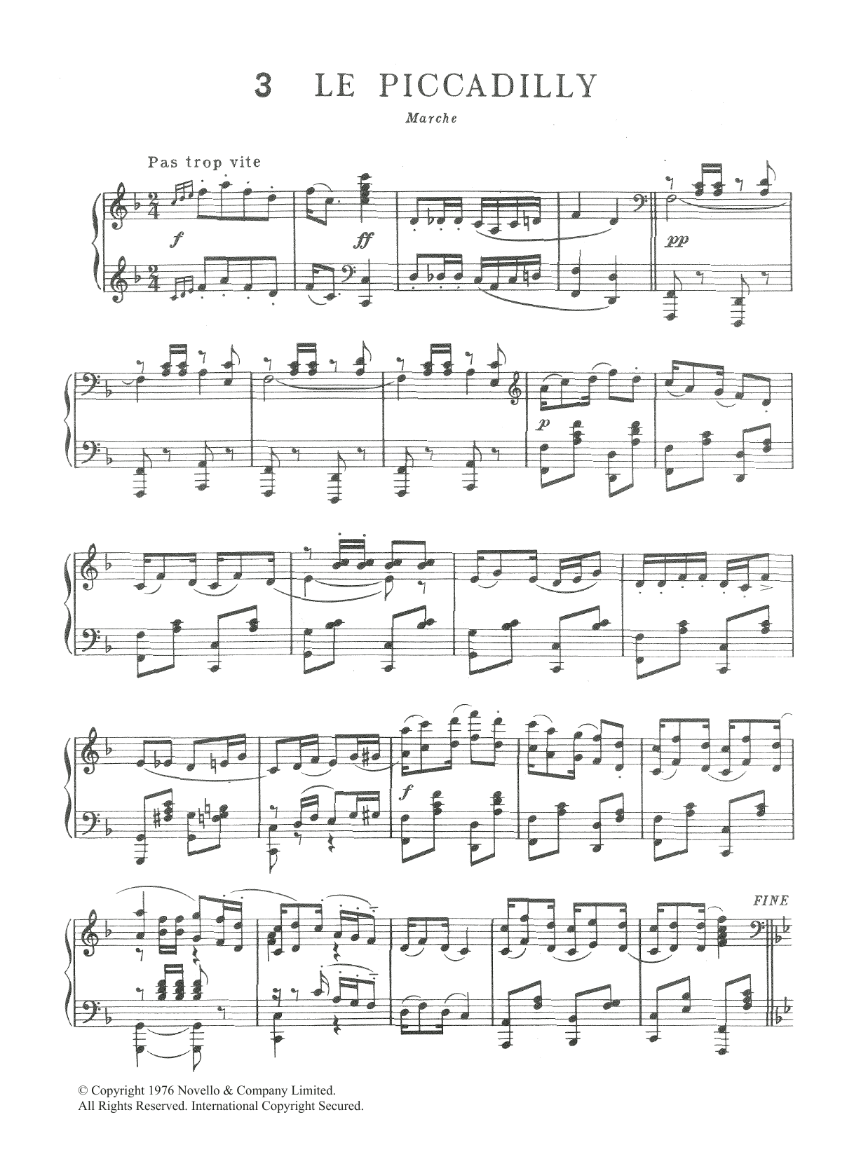 Erik Satie Le Piccadilly sheet music notes and chords arranged for Piano Solo