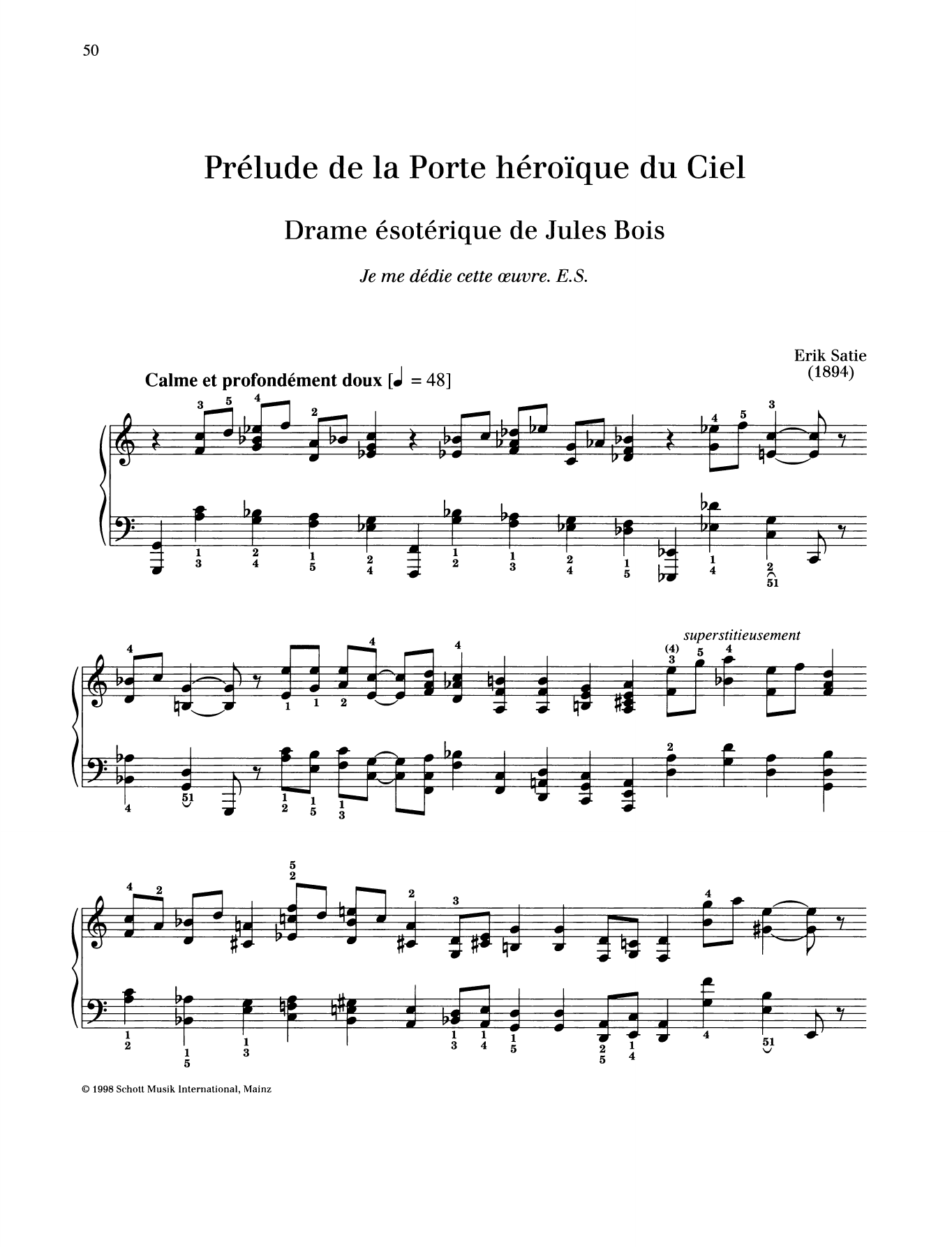 Erik Satie Prelude de la Porte heroique du Ciel sheet music notes and chords arranged for Piano Solo