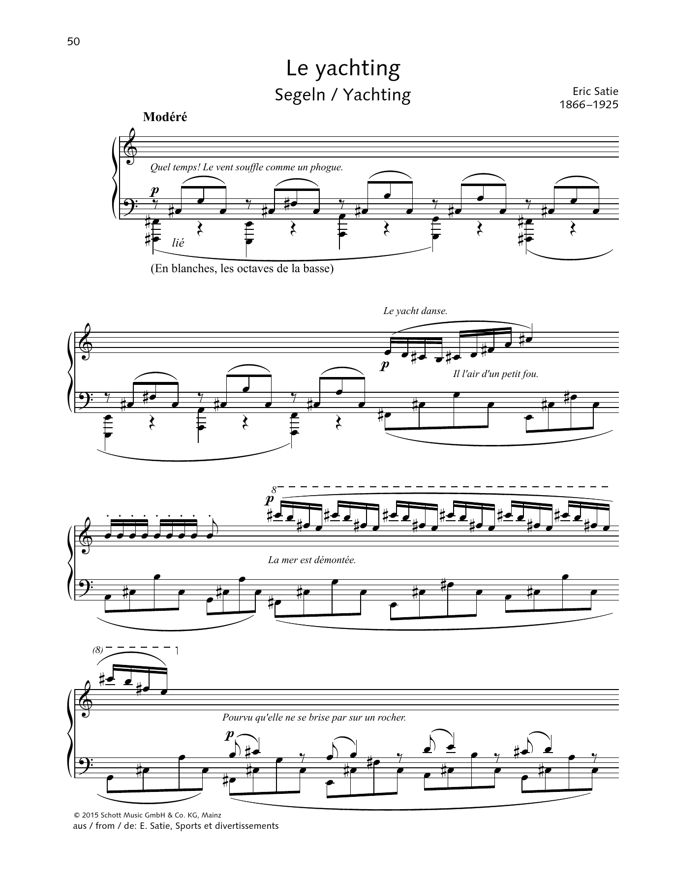 Erik Satie Yachting sheet music notes and chords arranged for Piano Solo