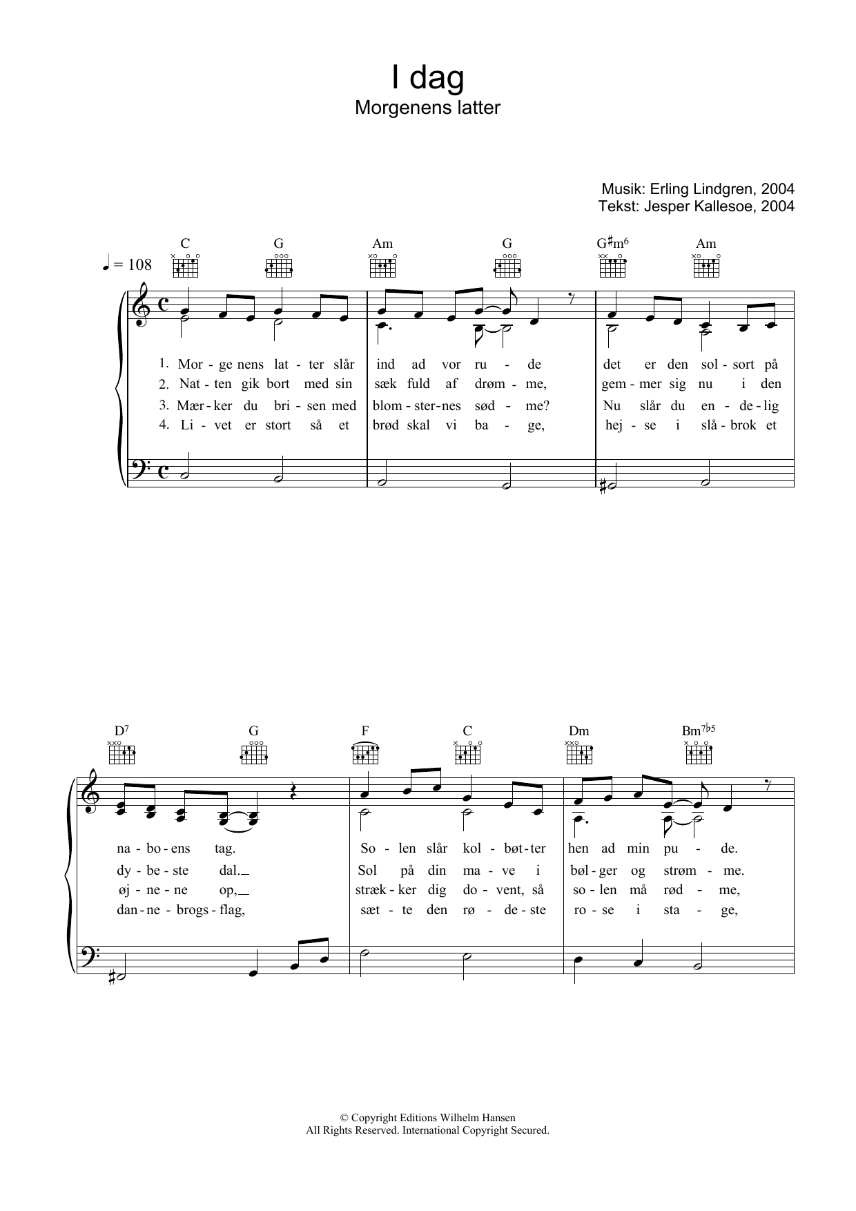 Erling Lindgren I Dag Morgenens Latter sheet music notes and chords. Download Printable PDF.