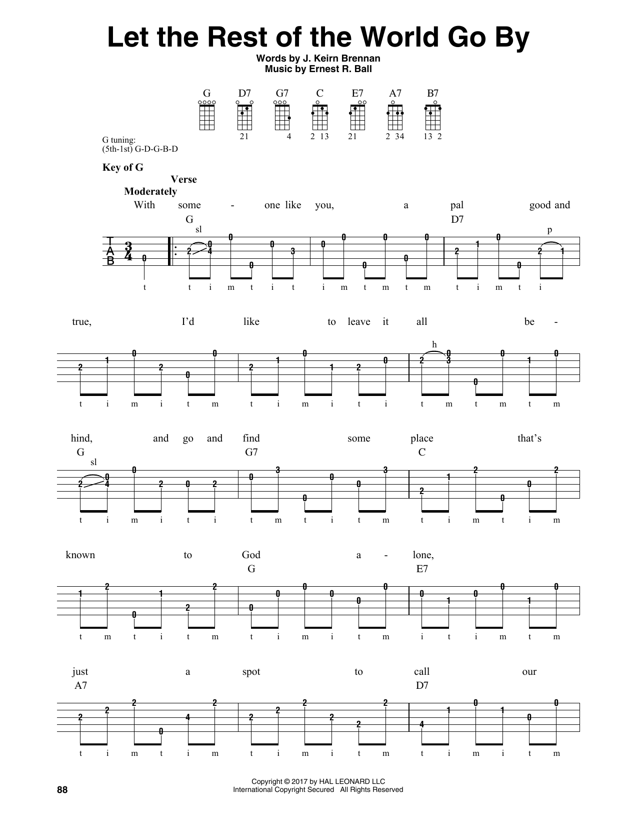 J. Keirn Brennan Let The Rest Of The World Go By sheet music notes and chords arranged for Banjo Tab