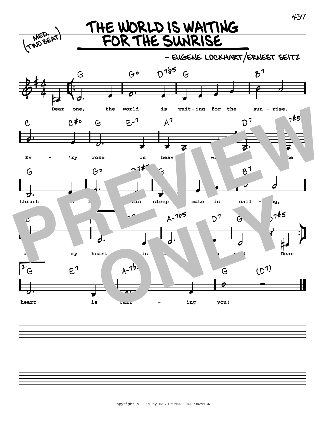 Ernest Seitz The World Is Waiting For The Sunrise (Low Voice) sheet music notes and chords arranged for Real Book – Melody, Lyrics & Chords