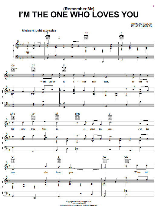 Ernest Tubb (Remember Me) I'm The One Who Loves You sheet music notes and chords arranged for Piano, Vocal & Guitar Chords (Right-Hand Melody)