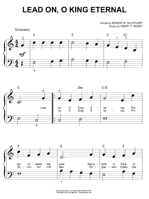 Ernest W. Shurtleff Lead On, O King Eternal sheet music notes and chords arranged for Piano, Vocal & Guitar Chords (Right-Hand Melody)