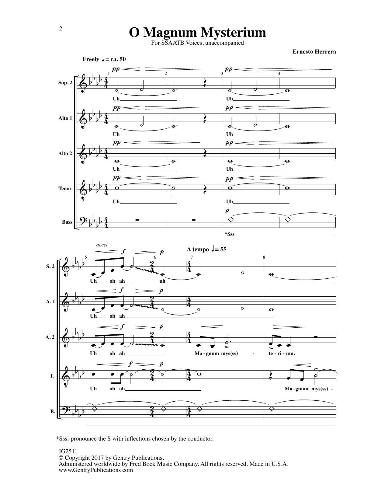 Ernesto Herrera O Magnum Mysterium sheet music notes and chords arranged for Choir