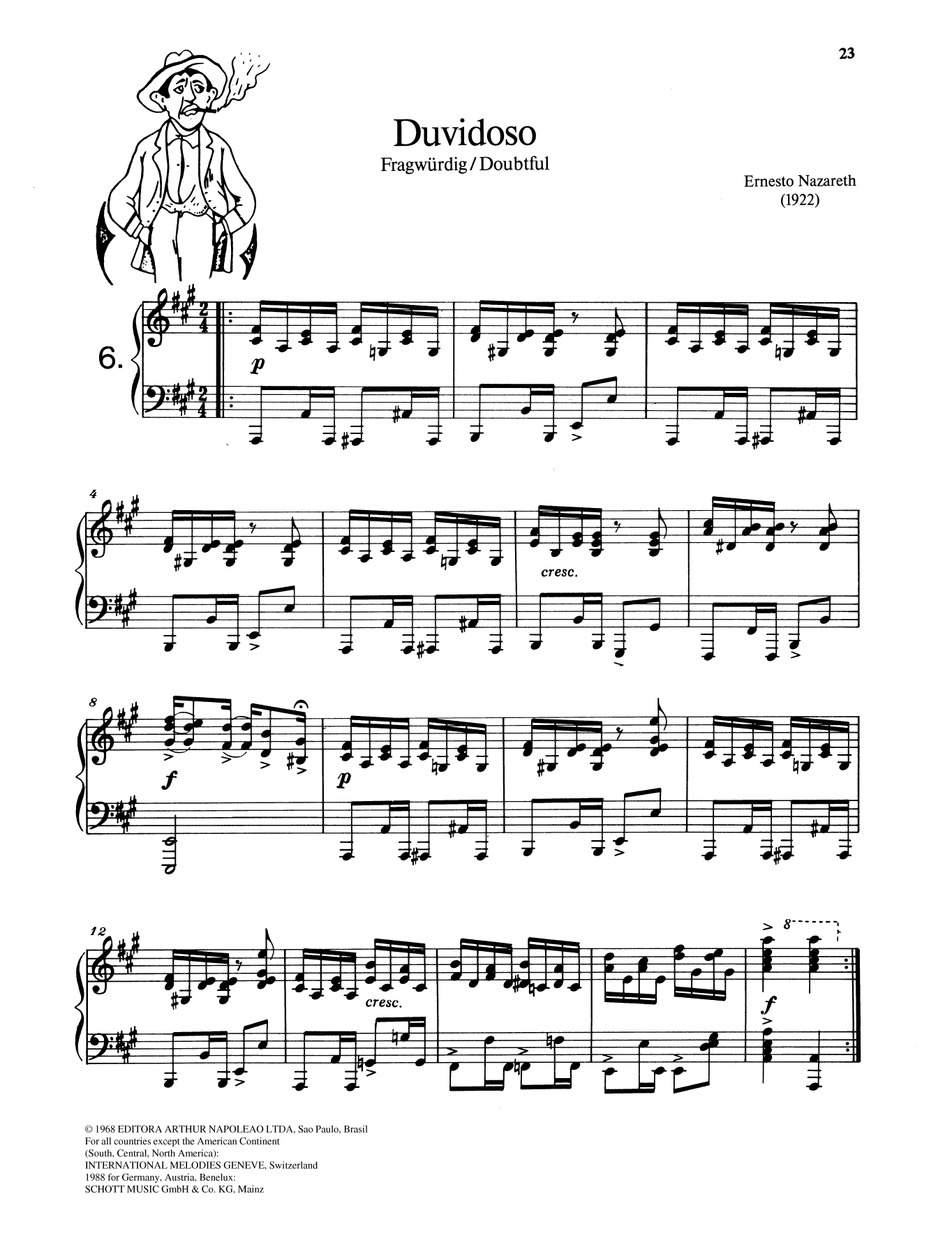 Ernesto Nazareth Duvidoso sheet music notes and chords arranged for Piano Solo