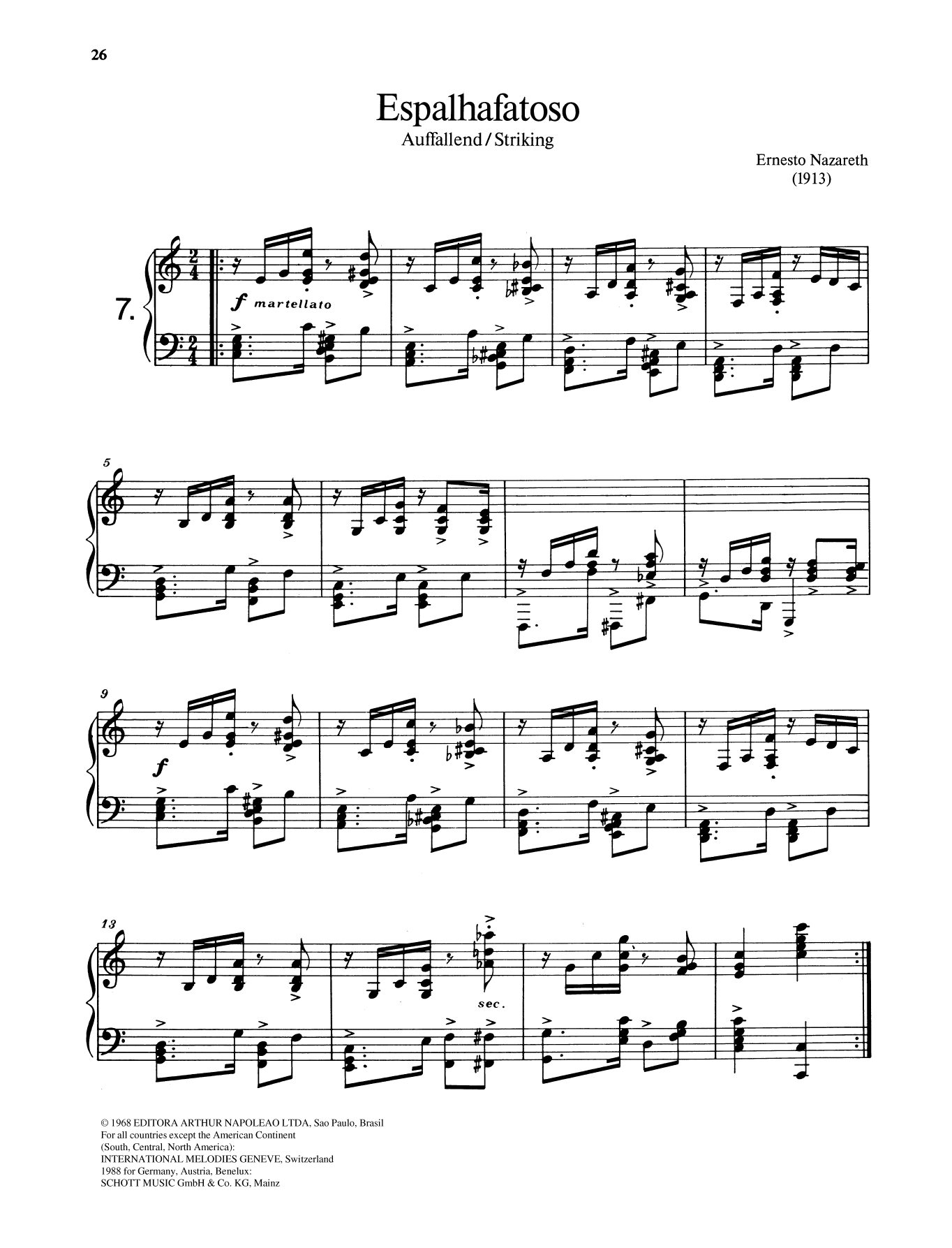 Ernesto Nazareth Espalhafatoso sheet music notes and chords arranged for Piano Solo