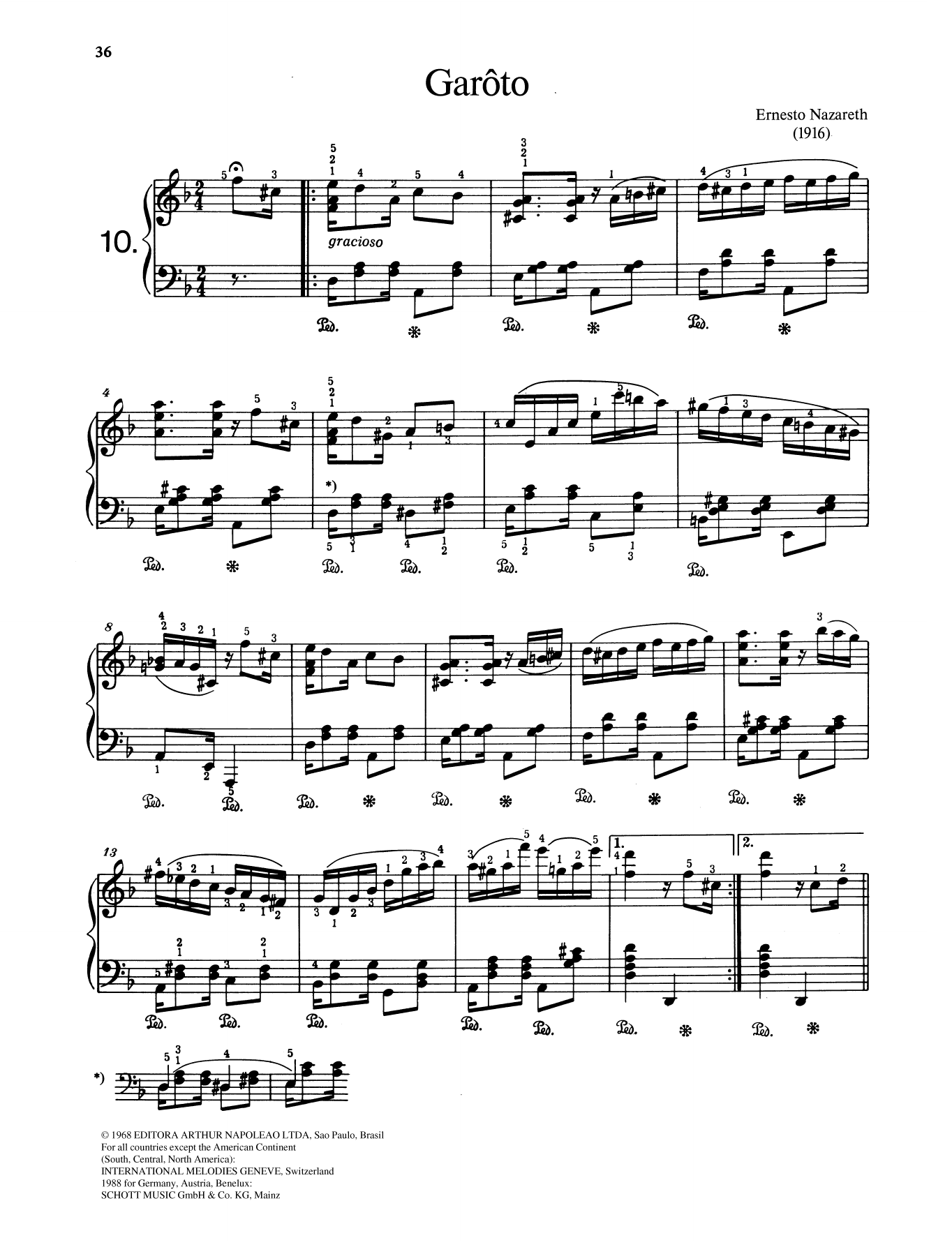 Ernesto Nazareth Garôto sheet music notes and chords arranged for Piano Solo