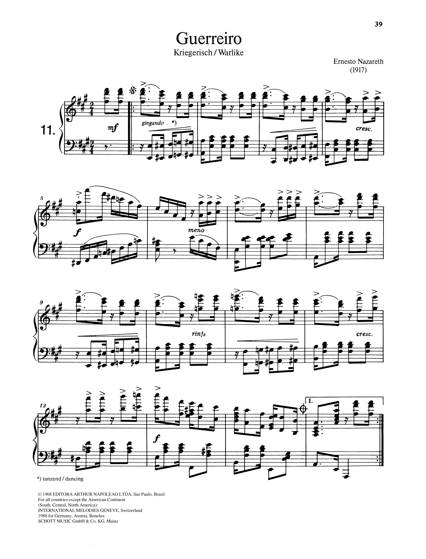 Ernesto Nazareth Gurreiro sheet music notes and chords arranged for Piano Solo