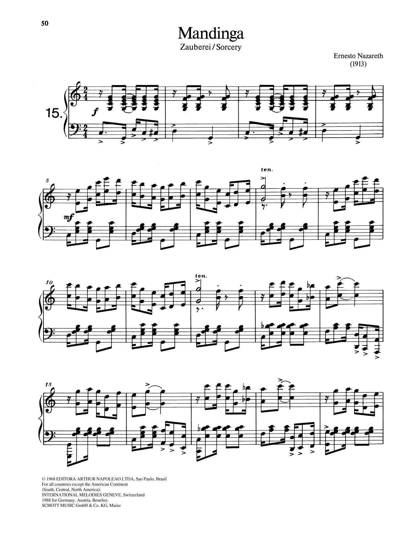 Ernesto Nazareth Mandinga sheet music notes and chords arranged for Piano Solo