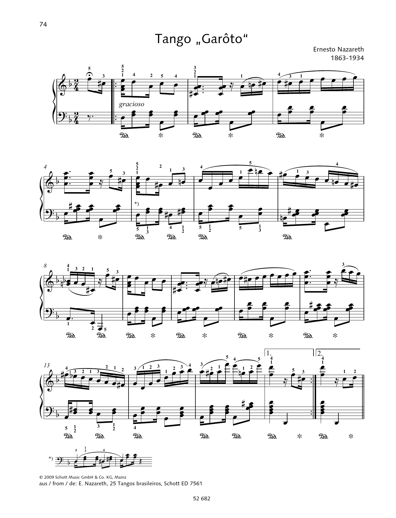 Ernesto Nazareth Tango Garôto sheet music notes and chords arranged for Piano Solo