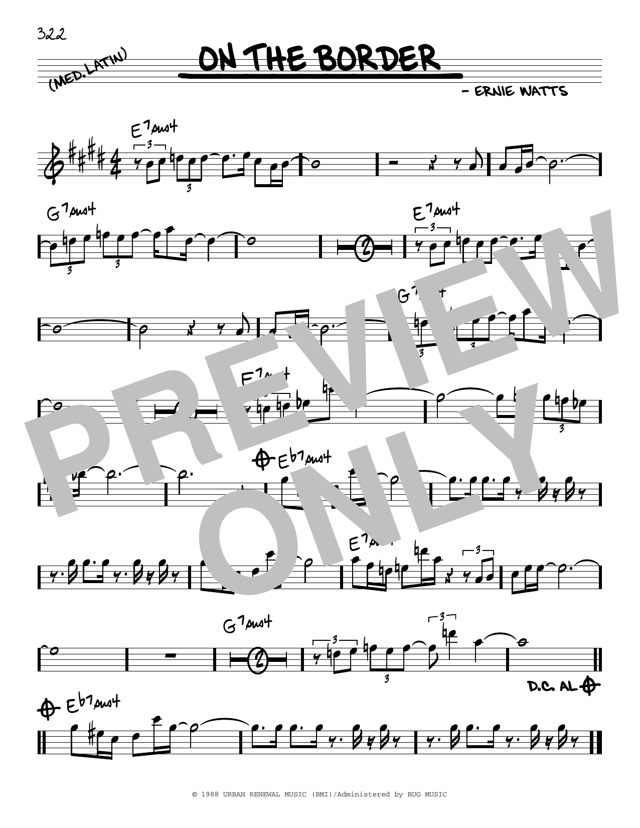 Ernie Watts On The Border sheet music notes and chords arranged for Real Book – Melody & Chords
