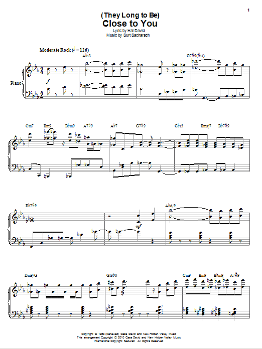 Erroll Garner (They Long To Be) Close To You sheet music notes and chords arranged for Piano & Vocal