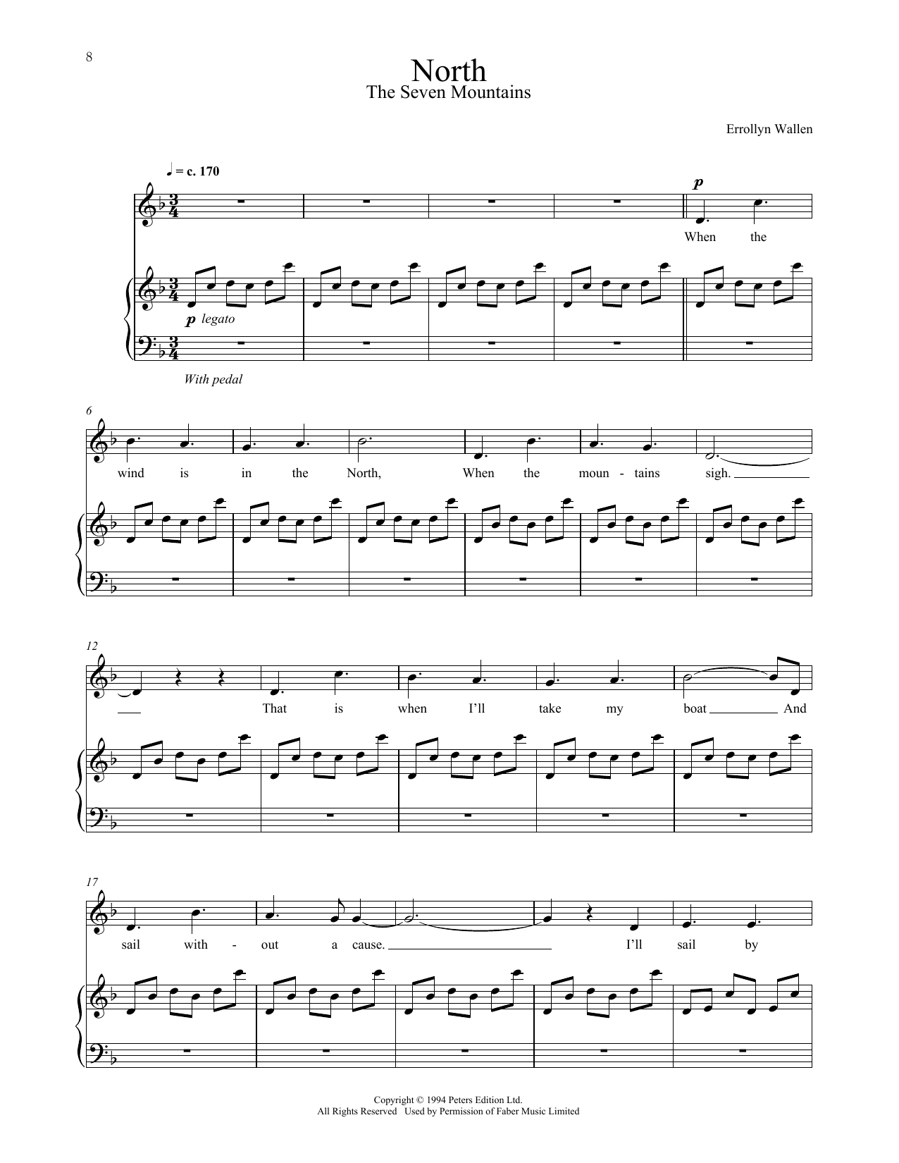Errollyn Wallen North sheet music notes and chords arranged for Piano & Vocal