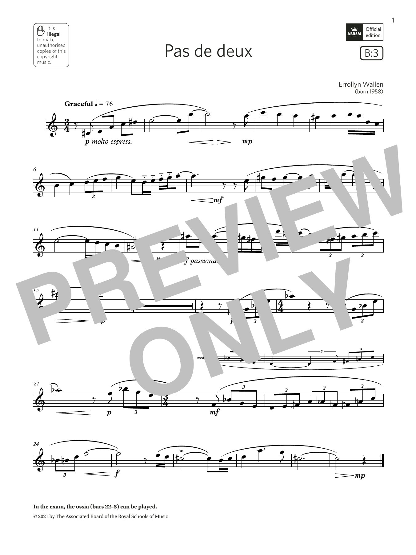 Errollyn Wallen Pas de deux (Grade 4 List B3 from the ABRSM Saxophone syllabus from 2022) sheet music notes and chords arranged for Alto Sax Solo