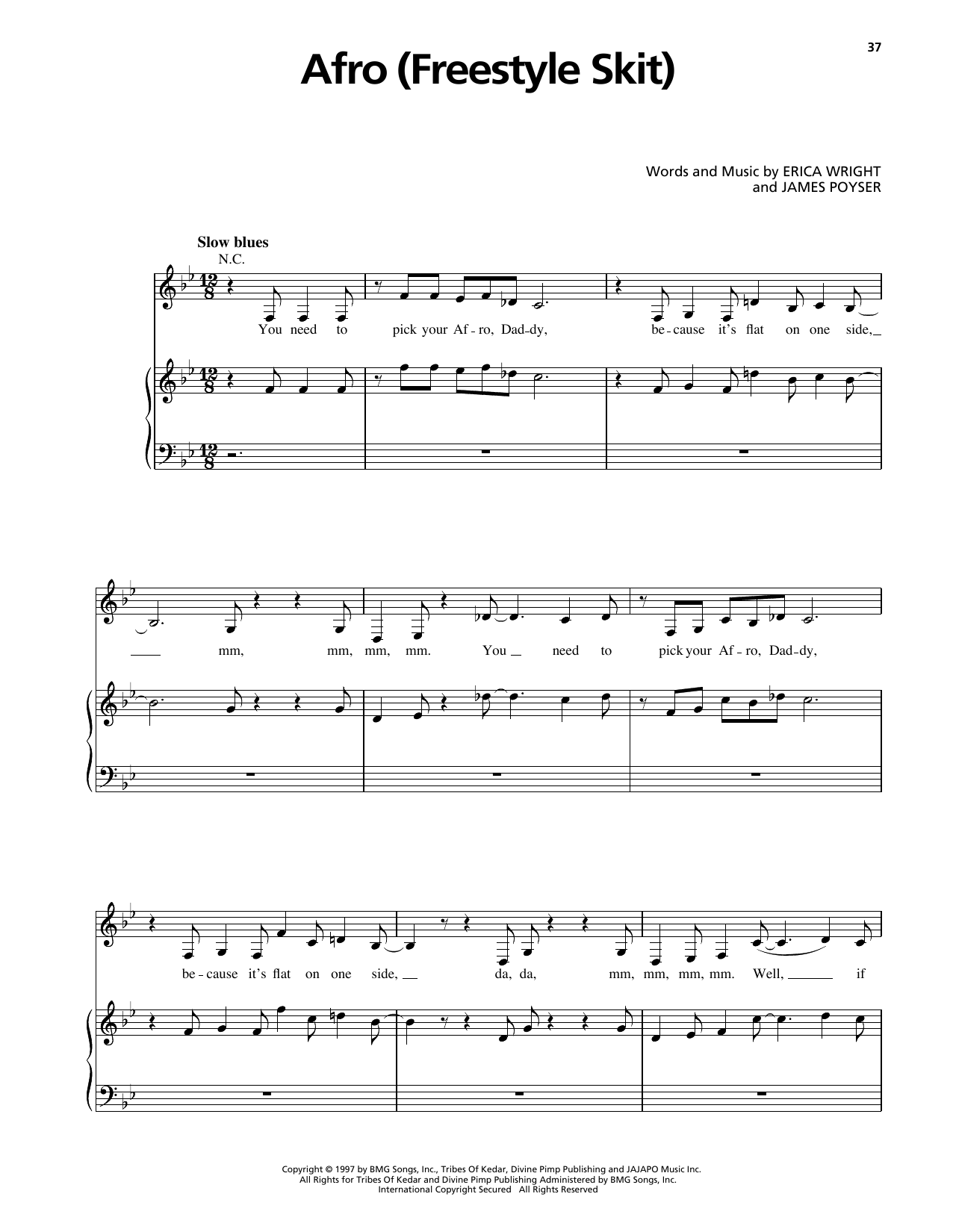 Erykah Badu Afro (Freestyle Skit) sheet music notes and chords arranged for Piano, Vocal & Guitar Chords (Right-Hand Melody)