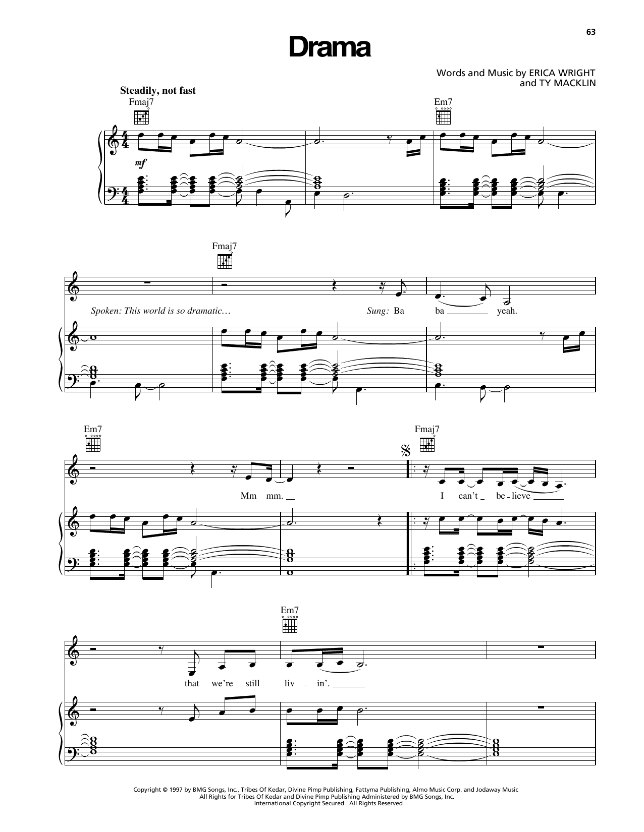 Erykah Badu Drama sheet music notes and chords arranged for Piano, Vocal & Guitar Chords (Right-Hand Melody)