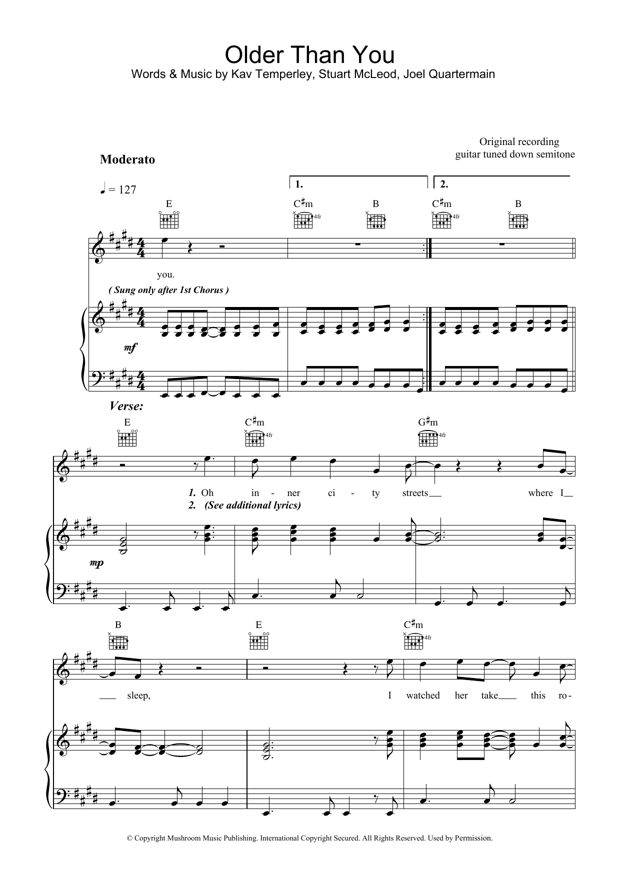 Eskimo Joe Older Than You sheet music notes and chords arranged for Piano, Vocal & Guitar Chords
