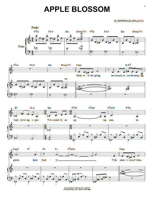 Esperanza Spalding Apple Blossom sheet music notes and chords arranged for Piano & Vocal