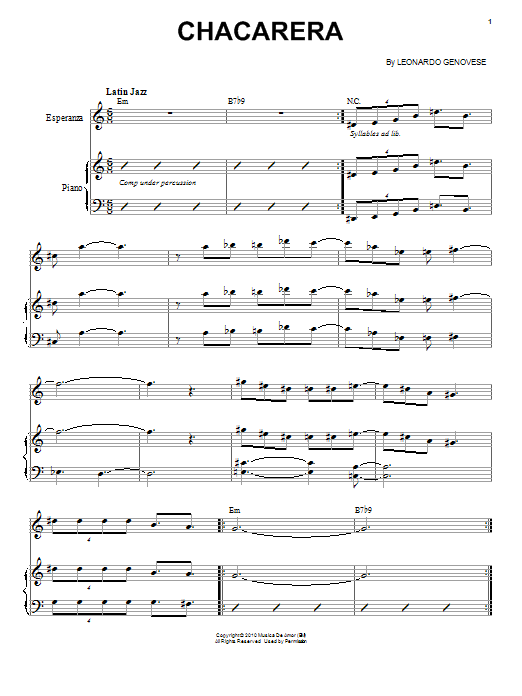 Esperanza Spalding Chacarera sheet music notes and chords arranged for Piano & Vocal