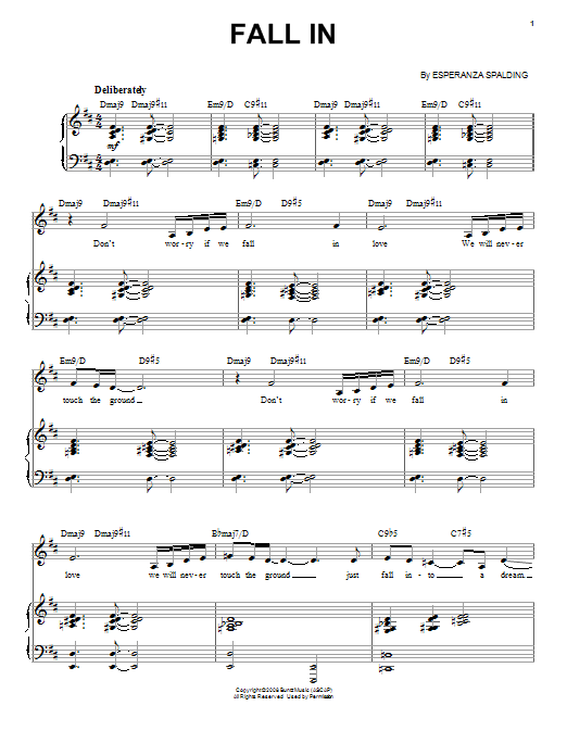 Esperanza Spalding Fall In sheet music notes and chords arranged for Piano & Vocal