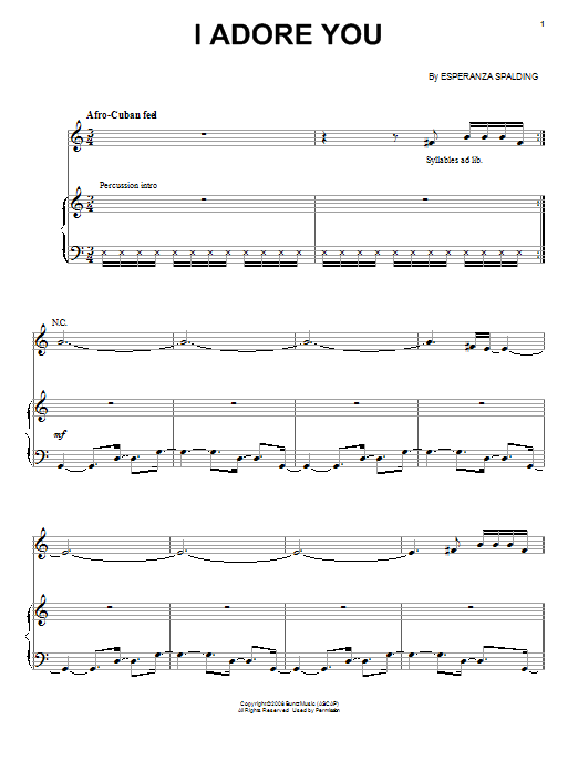 Esperanza Spalding I Adore You sheet music notes and chords arranged for Piano & Vocal