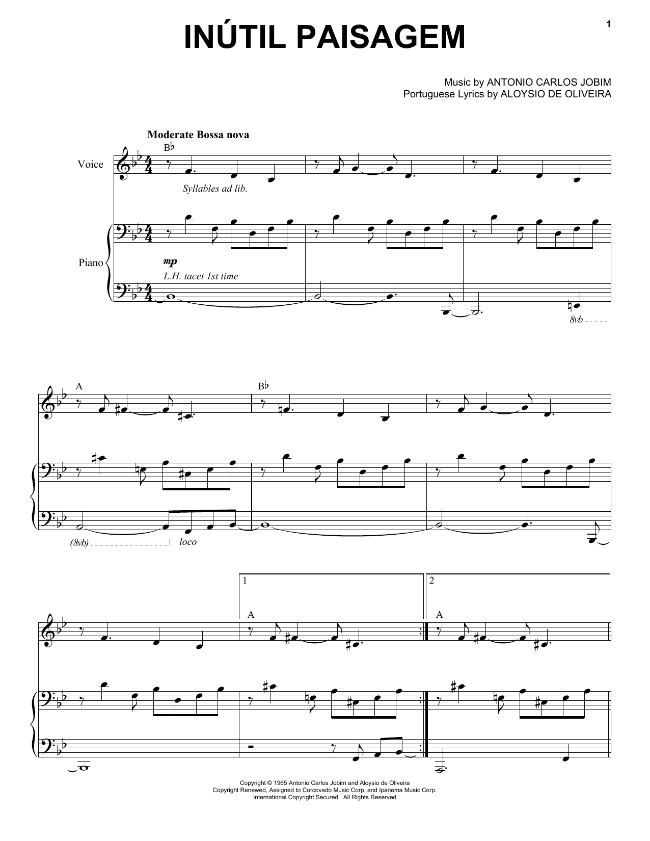 Esperanza Spalding Inutil Paisagem sheet music notes and chords arranged for Piano & Vocal