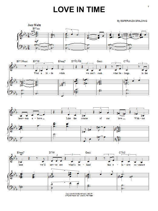 Esperanza Spalding Love In Time sheet music notes and chords arranged for Piano & Vocal