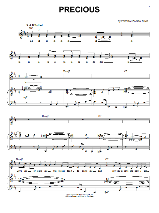 Esperanza Spalding Precious sheet music notes and chords arranged for Piano & Vocal