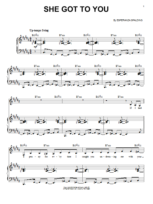 Esperanza Spalding She Got To You sheet music notes and chords arranged for Piano & Vocal