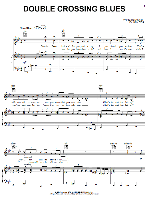 Esther Phillips Double Crossing Blues sheet music notes and chords arranged for Piano, Vocal & Guitar Chords (Right-Hand Melody)