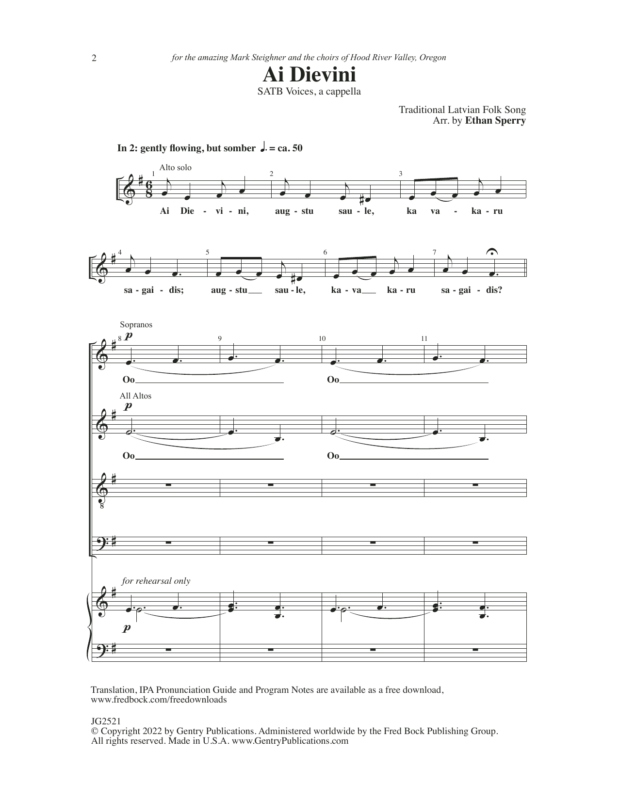 Ethan Sperry Ai Dievini sheet music notes and chords arranged for SATB Choir