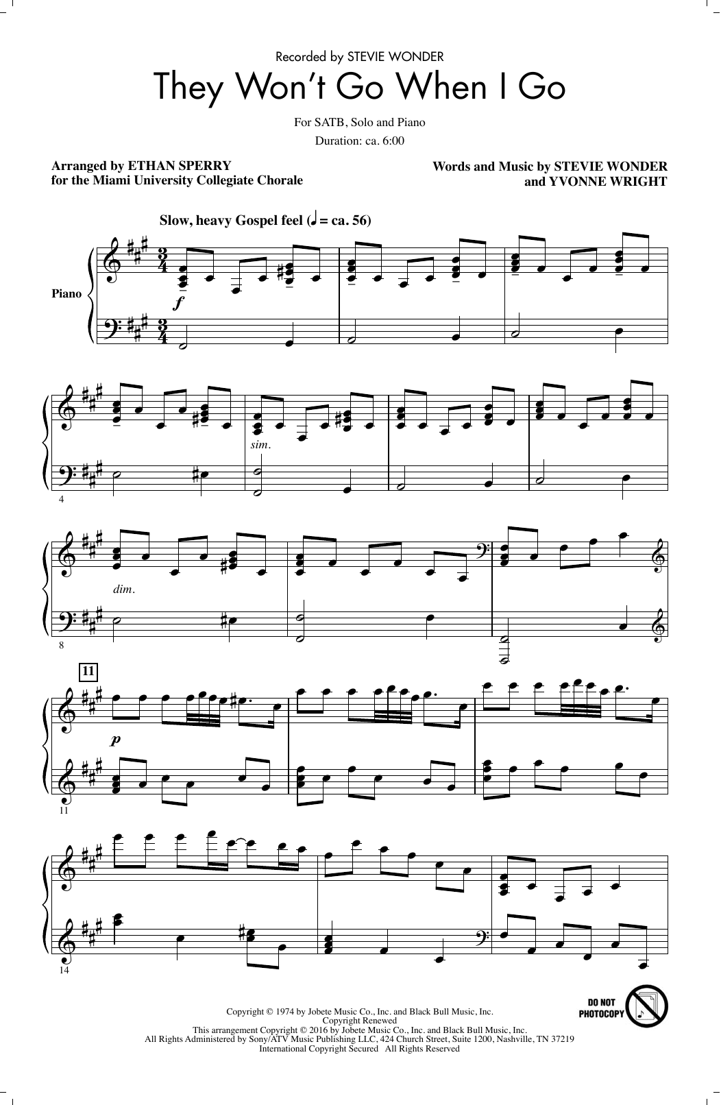 Ethan Sperry They Won't Go When I Go sheet music notes and chords arranged for SATB Choir